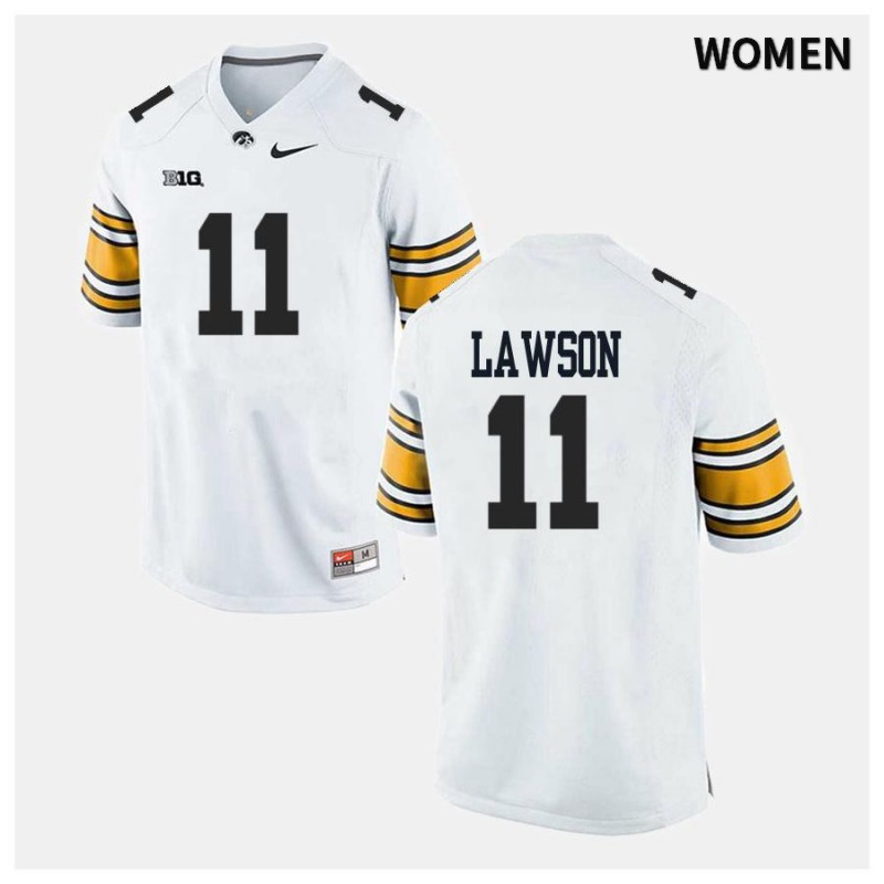 Women's Iowa Hawkeyes NCAA #11 AJ Lawson White Authentic Nike Alumni Stitched College Football Jersey NY34K77XZ